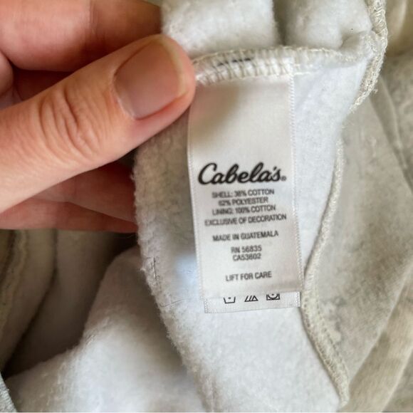 Cabela's Light Grey Camo Embroidered Long Sleeve Hoodie Size Small - Picture 6 of 6